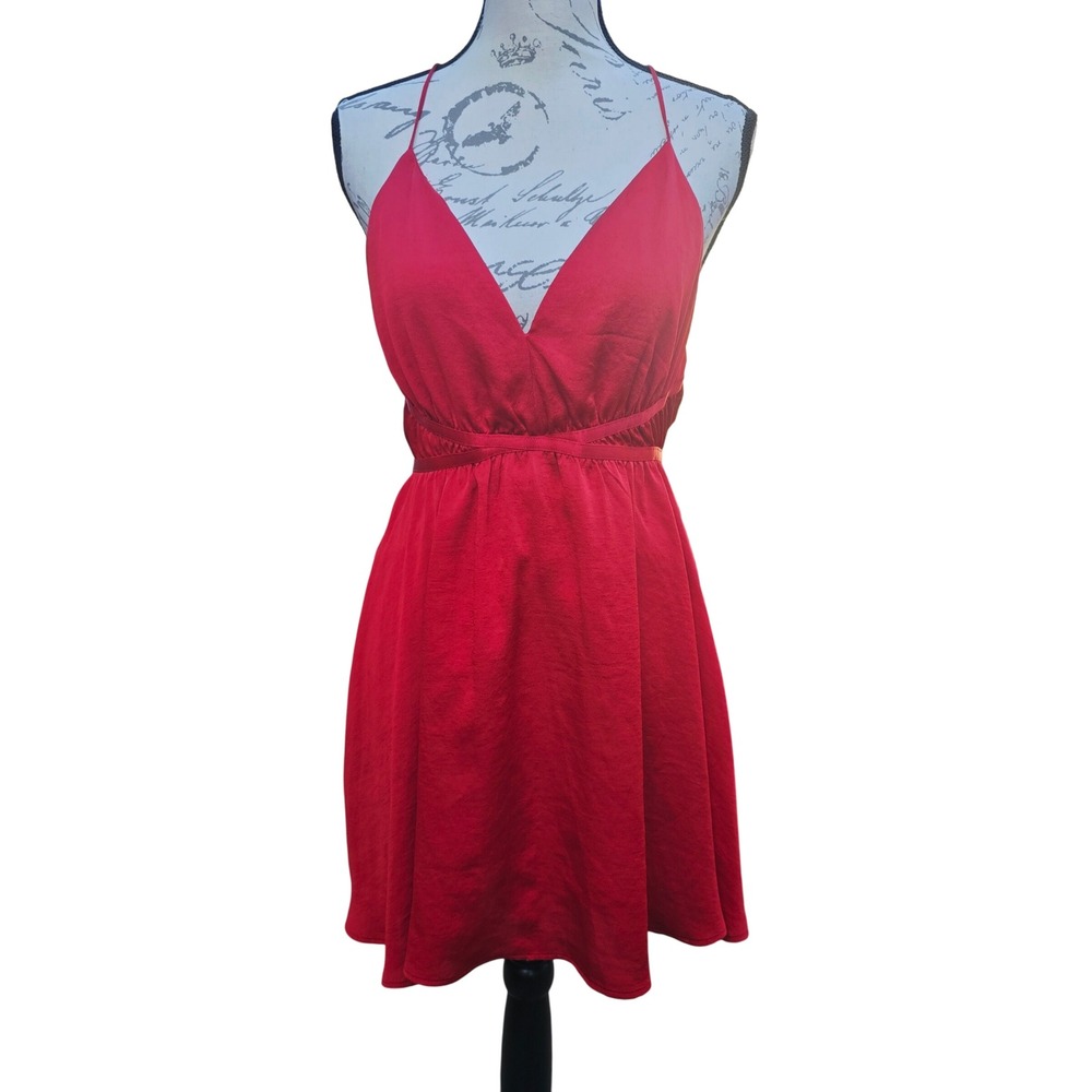 Express NWT Red Dress V Neck Criss Cross Open‎ Back Party Cocktail Petite Medium